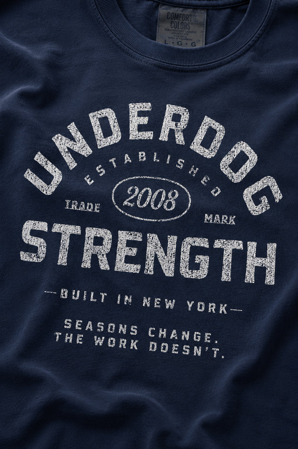 Design example: collegiate mark on navy tee